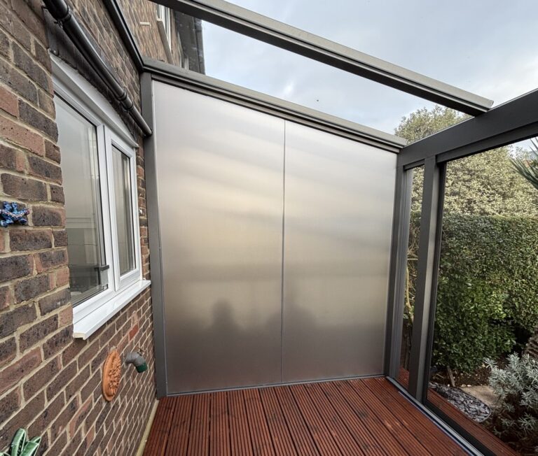 Forsted Film installation to an awning in Rotherhithe, London.