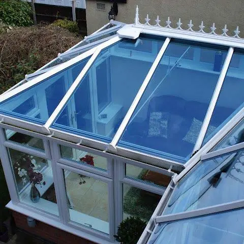 Conservatory roof with clear UV protection film installed in suffolk