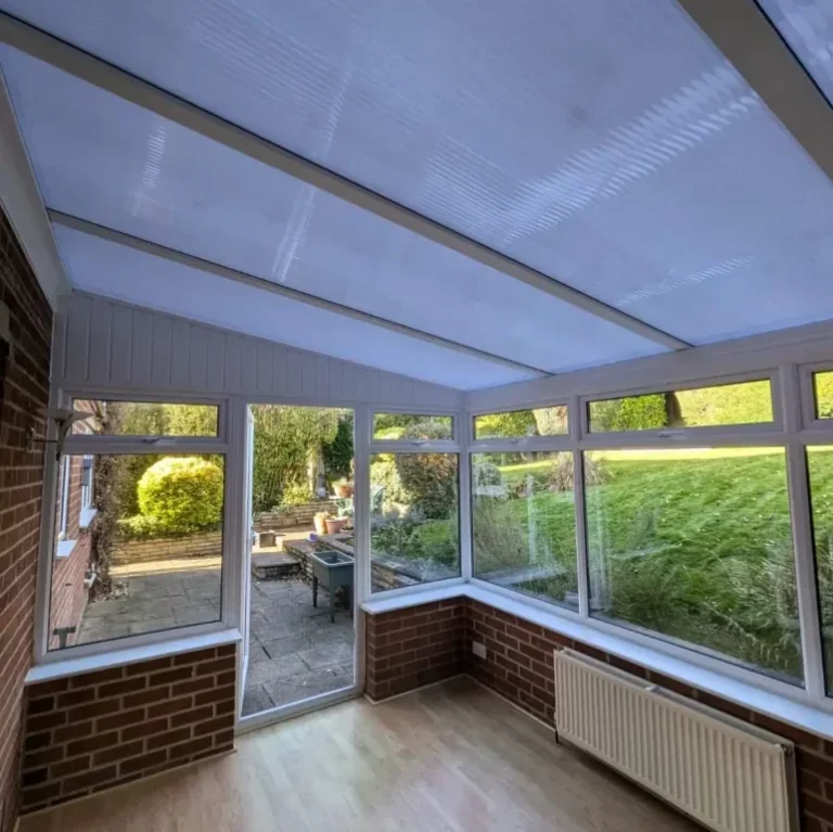 Polycarbonate roof in essex with suncool solar film installed