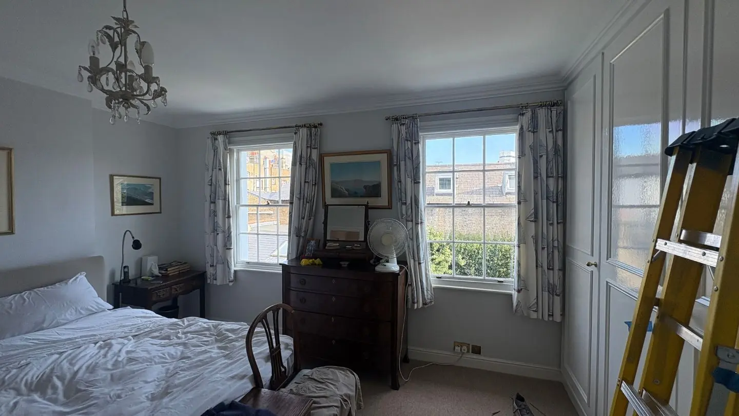 Clear UV window film on a listed building